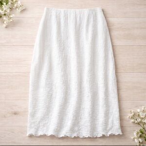 Mng By Mango White Textured Lined Elastic Waist Lettuce Hem Size Small